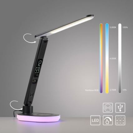 JUST LIGHT. 11018-18 - Lámpara de mesa táctil regulable LED RGBW con carga inalámbrica TINA LED/4W/230V