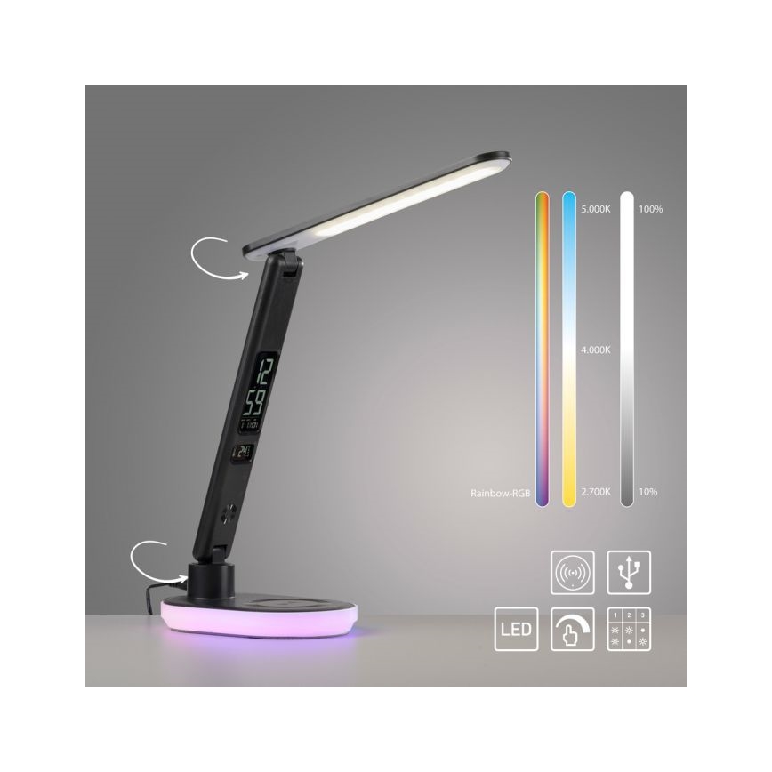 JUST LIGHT. 11018-18 - Lámpara de mesa táctil regulable LED RGBW con carga inalámbrica TINA LED/4W/230V
