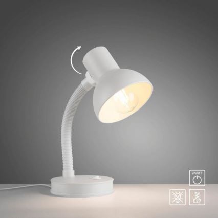 JUST LIGHT. 11080-16 - Lámpara de mesa flexible FLEXI 1xE27/25W/230V blanca