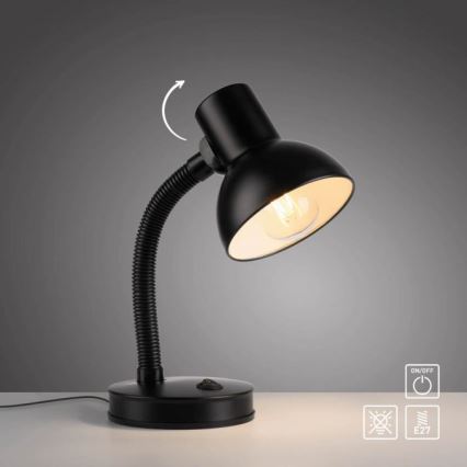 JUST LIGHT. 11080-18 - Lámpara de mesa flexible FLEXI 1xE27/25W/230V negra