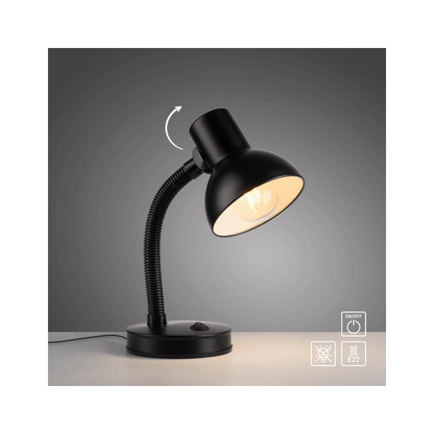 JUST LIGHT. 11080-18 - Lámpara de mesa flexible FLEXI 1xE27/25W/230V negra