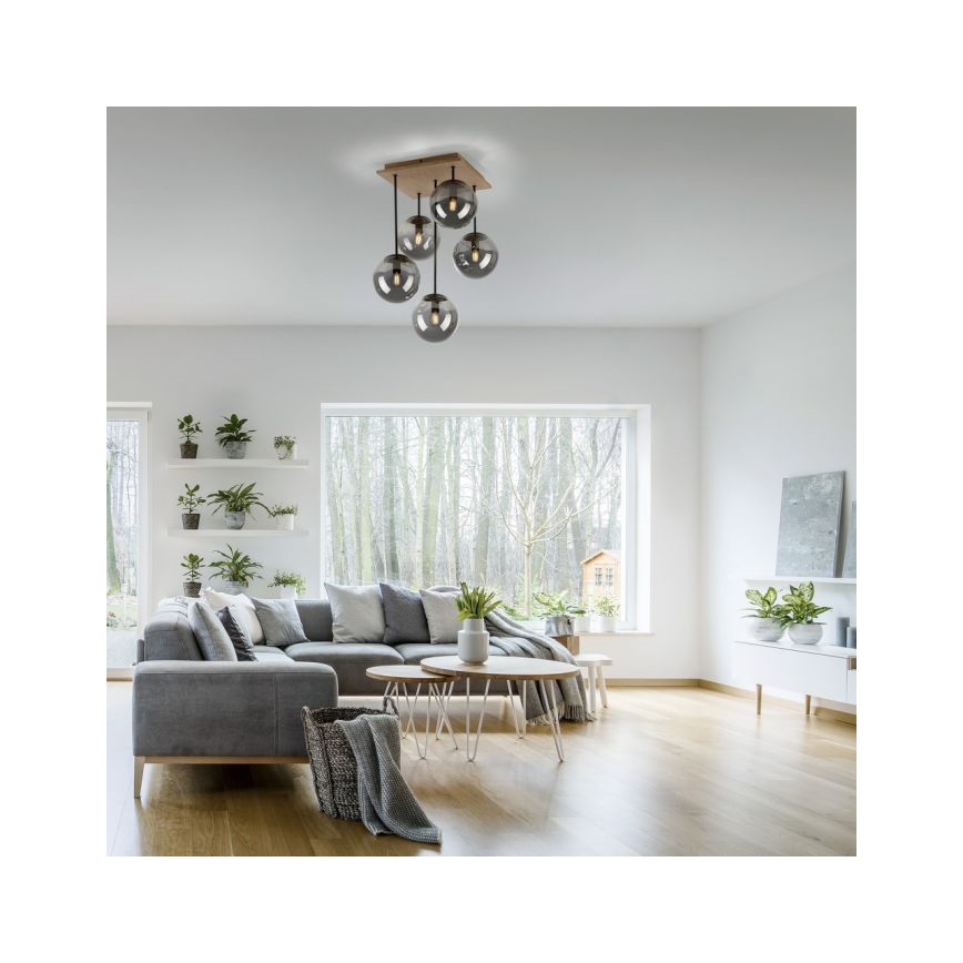 JUST LIGHT. 11395-79 - Lámpara colgante WIDOW 5xE14/25W/230V roble