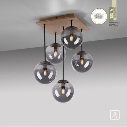 JUST LIGHT. 11395-79 - Lámpara colgante WIDOW 5xE14/25W/230V roble