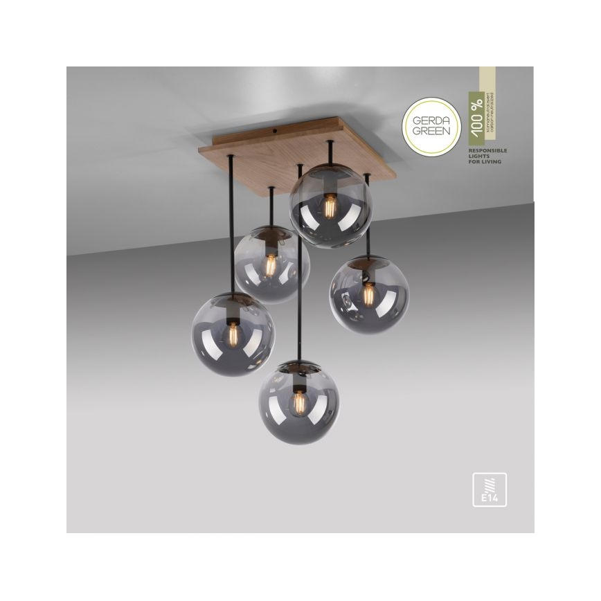 JUST LIGHT. 11395-79 - Lámpara colgante WIDOW 5xE14/25W/230V roble