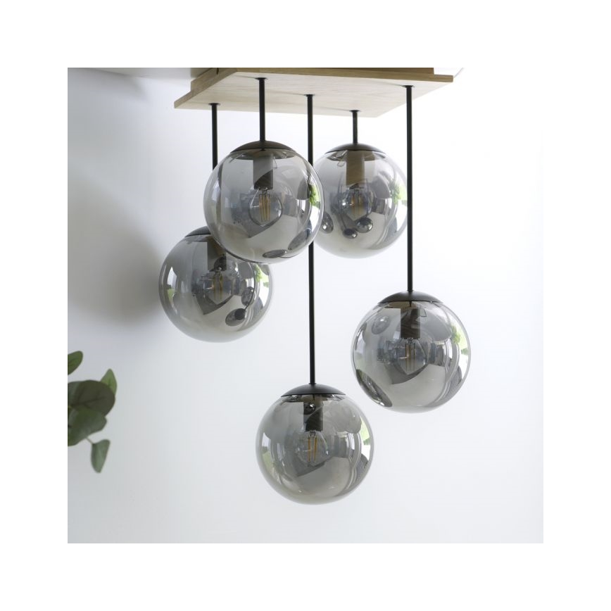 JUST LIGHT. 11395-79 - Lámpara colgante WIDOW 5xE14/25W/230V roble