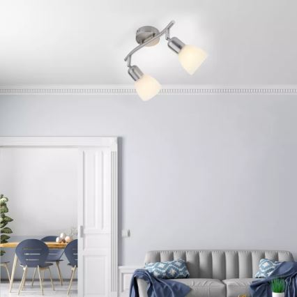 JUST LIGHT. 11952-55 - Foco de techo KARO 2xE14/40W/230V cromo mate