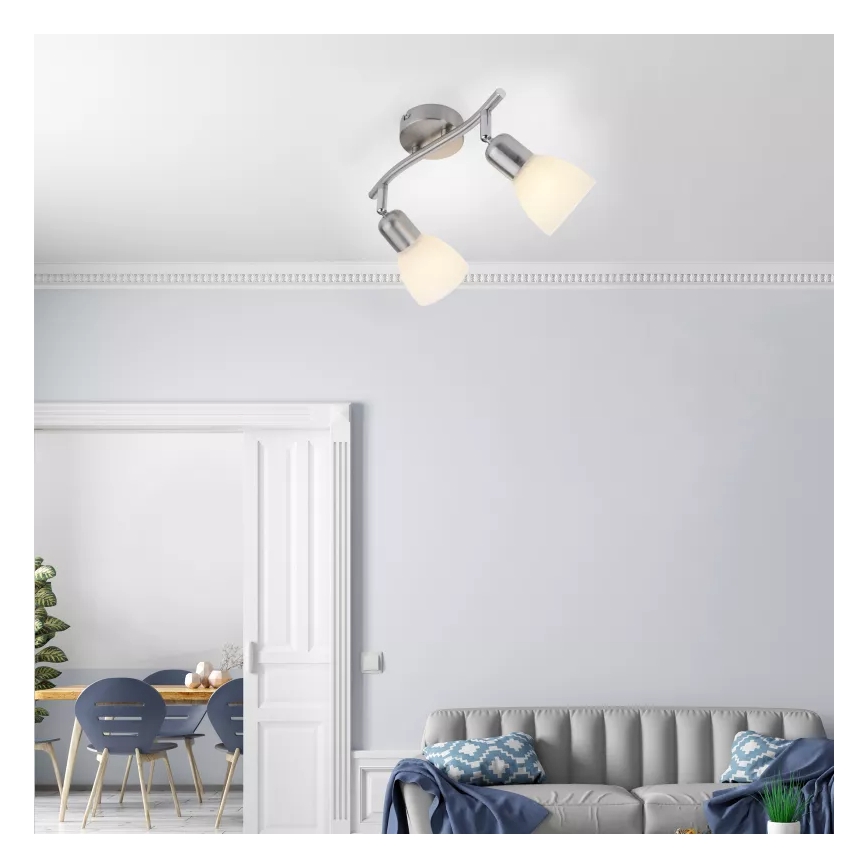 JUST LIGHT. 11952-55 - Foco de techo KARO 2xE14/40W/230V cromo mate