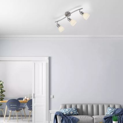 JUST LIGHT. 11953-55 - Foco KARO 3xE14/40W/230V cromo mate