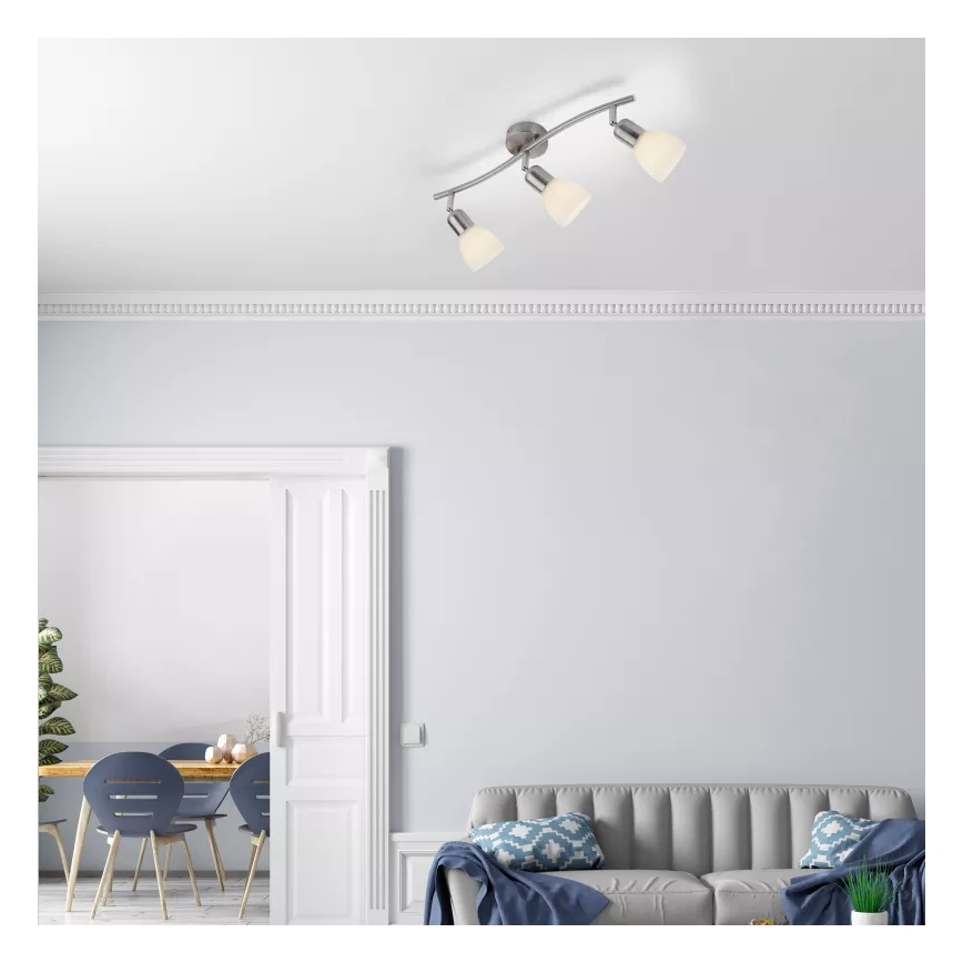 JUST LIGHT. 11953-55 - Foco KARO 3xE14/40W/230V cromo mate