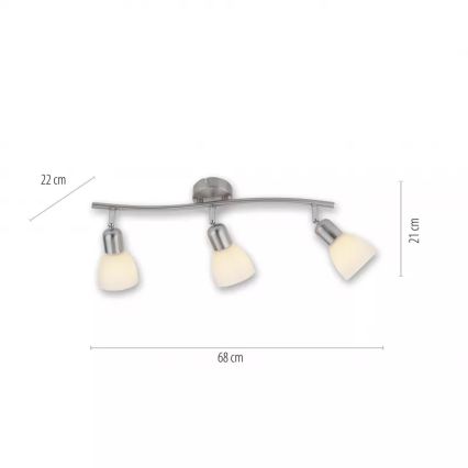 JUST LIGHT. 11953-55 - Foco KARO 3xE14/40W/230V cromo mate