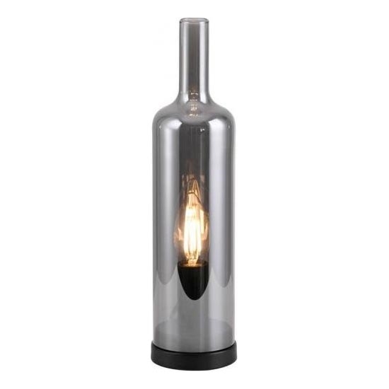 JUST LIGHT. 14006-25 - Lámpara de mesa BOTTLE 1xE14/25W/230V negra/ahumada