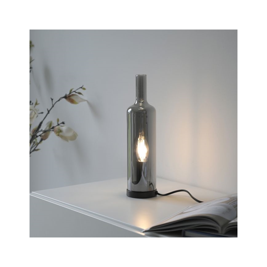 JUST LIGHT. 14006-25 - Lámpara de mesa BOTTLE 1xE14/25W/230V negra/ahumada