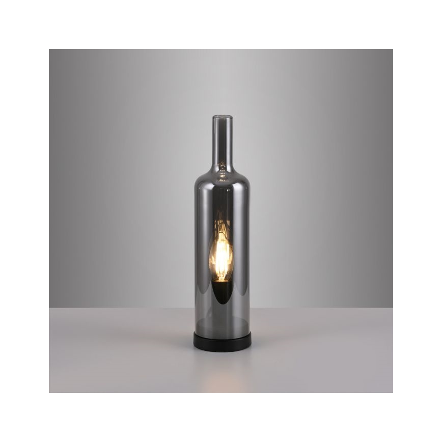 JUST LIGHT. 14006-25 - Lámpara de mesa BOTTLE 1xE14/25W/230V negra/ahumada