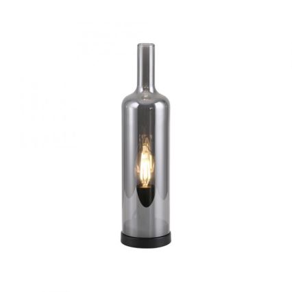 JUST LIGHT. 14006-25 - Lámpara de mesa BOTTLE 1xE14/25W/230V negra/ahumada