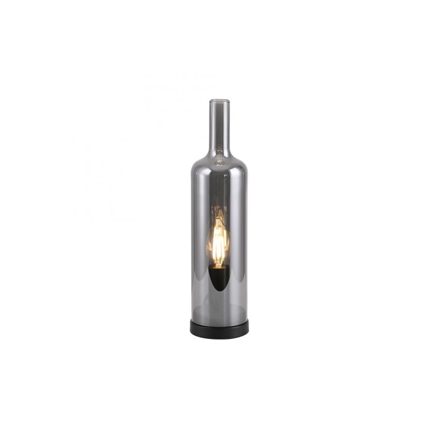 JUST LIGHT. 14006-25 - Lámpara de mesa BOTTLE 1xE14/25W/230V negra/ahumada