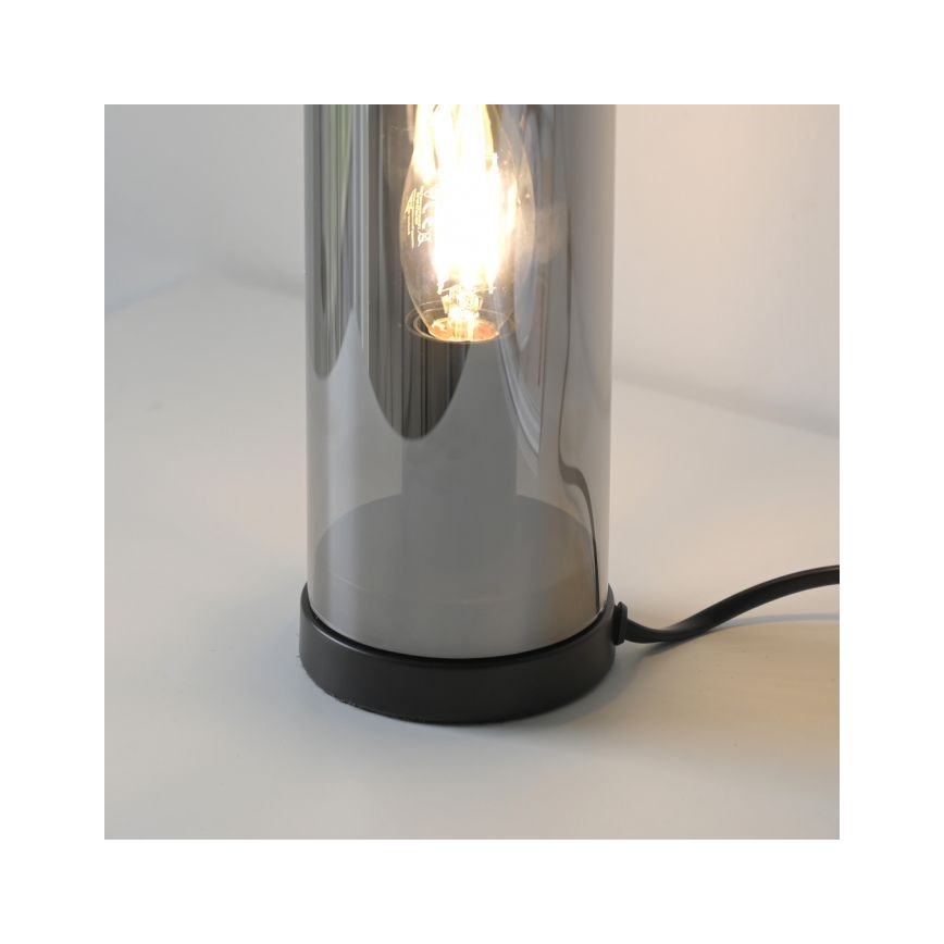 JUST LIGHT. 14006-25 - Lámpara de mesa BOTTLE 1xE14/25W/230V negra/ahumada