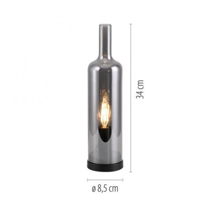 JUST LIGHT. 14006-25 - Lámpara de mesa BOTTLE 1xE14/25W/230V negra/ahumada