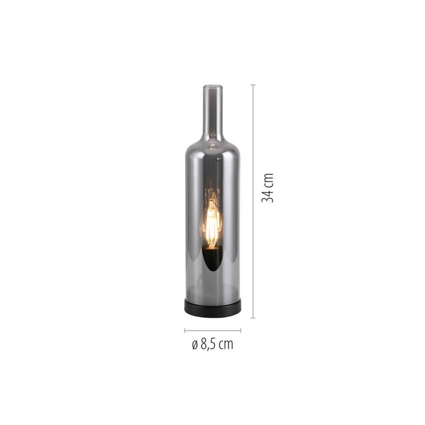 JUST LIGHT. 14006-25 - Lámpara de mesa BOTTLE 1xE14/25W/230V negra/ahumada
