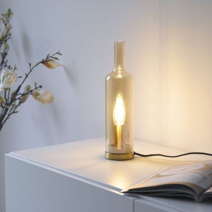 JUST LIGHT. 14006-27 - Lámpara de mesa BOTTLE 1xE14/25W/230V beige/ahumado