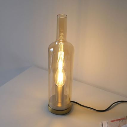 JUST LIGHT. 14006-27 - Lámpara de mesa BOTTLE 1xE14/25W/230V beige/ahumado