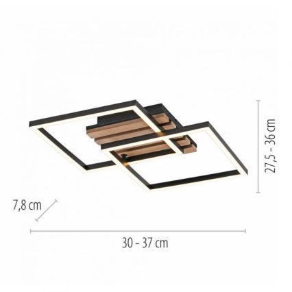 JUST LIGHT. 14053-79 - Luminaria de techo LED AKUSTIKA LED/15W/230V roble/negro