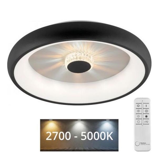 JUST LIGHT. 14384-18 - Plafón LED regulable VERTIGO LED/29W/230V 2700-5000K negro + control remoto