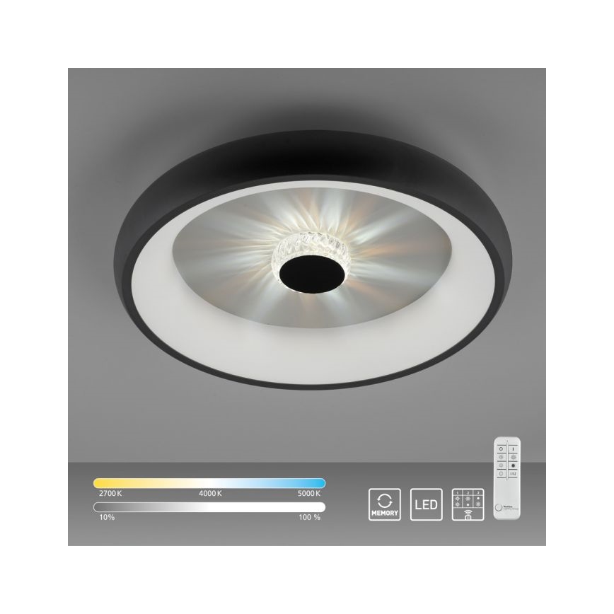 JUST LIGHT. 14384-18 - Plafón LED regulable VERTIGO LED/29W/230V 2700-5000K negro + control remoto