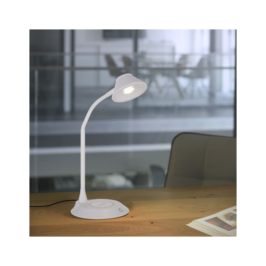 JUST LIGHT. 14414-16 - Lámpara de mesa táctil flexible regulable con carga inalámbrica PUCKI LED/4,5W/230V blanca