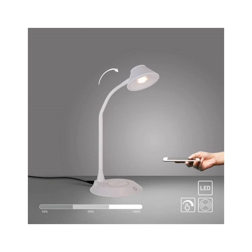 JUST LIGHT. 14414-16 - Lámpara de mesa táctil flexible regulable con carga inalámbrica PUCKI LED/4,5W/230V blanca