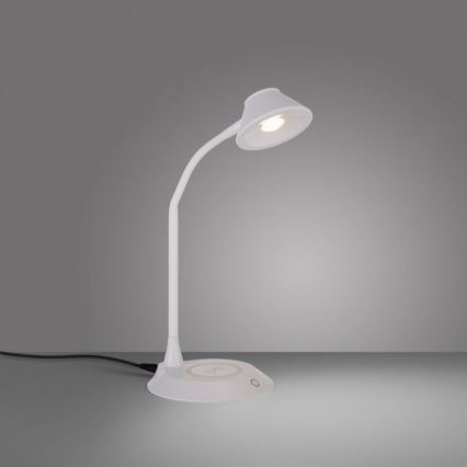 JUST LIGHT. 14414-16 - Lámpara de mesa táctil flexible regulable con carga inalámbrica PUCKI LED/4,5W/230V blanca