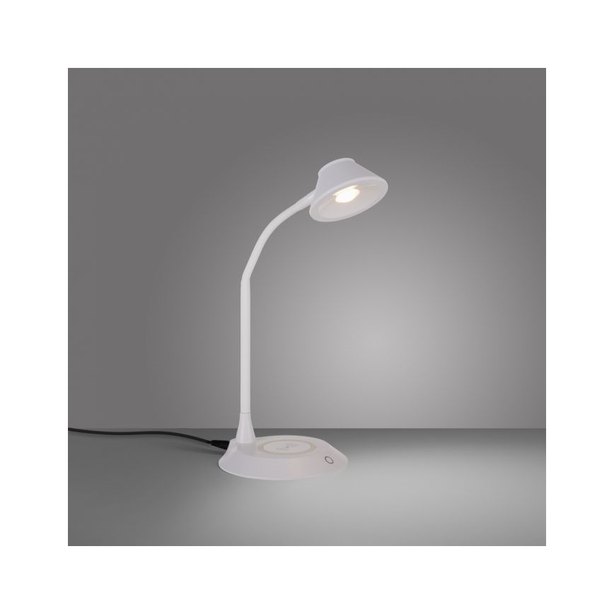 JUST LIGHT. 14414-16 - Lámpara de mesa táctil flexible regulable con carga inalámbrica PUCKI LED/4,5W/230V blanca