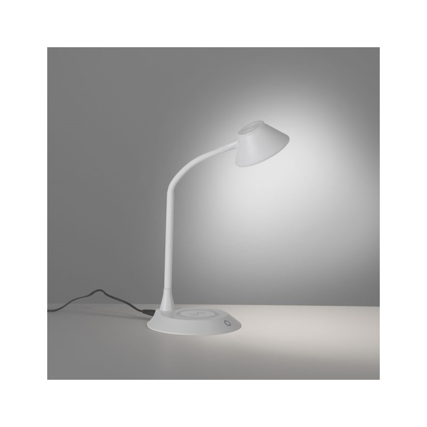 JUST LIGHT. 14414-16 - Lámpara de mesa táctil flexible regulable con carga inalámbrica PUCKI LED/4,5W/230V blanca