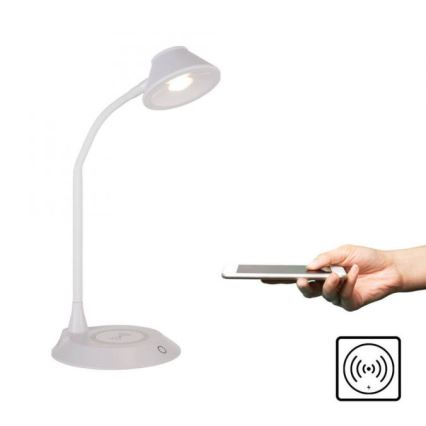 JUST LIGHT. 14414-16 - Lámpara de mesa táctil flexible regulable con carga inalámbrica PUCKI LED/4,5W/230V blanca