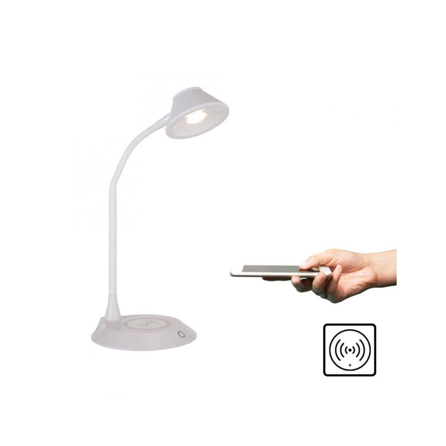 JUST LIGHT. 14414-16 - Lámpara de mesa táctil flexible regulable con carga inalámbrica PUCKI LED/4,5W/230V blanca