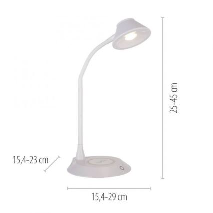 JUST LIGHT. 14414-16 - Lámpara de mesa táctil flexible regulable con carga inalámbrica PUCKI LED/4,5W/230V blanca
