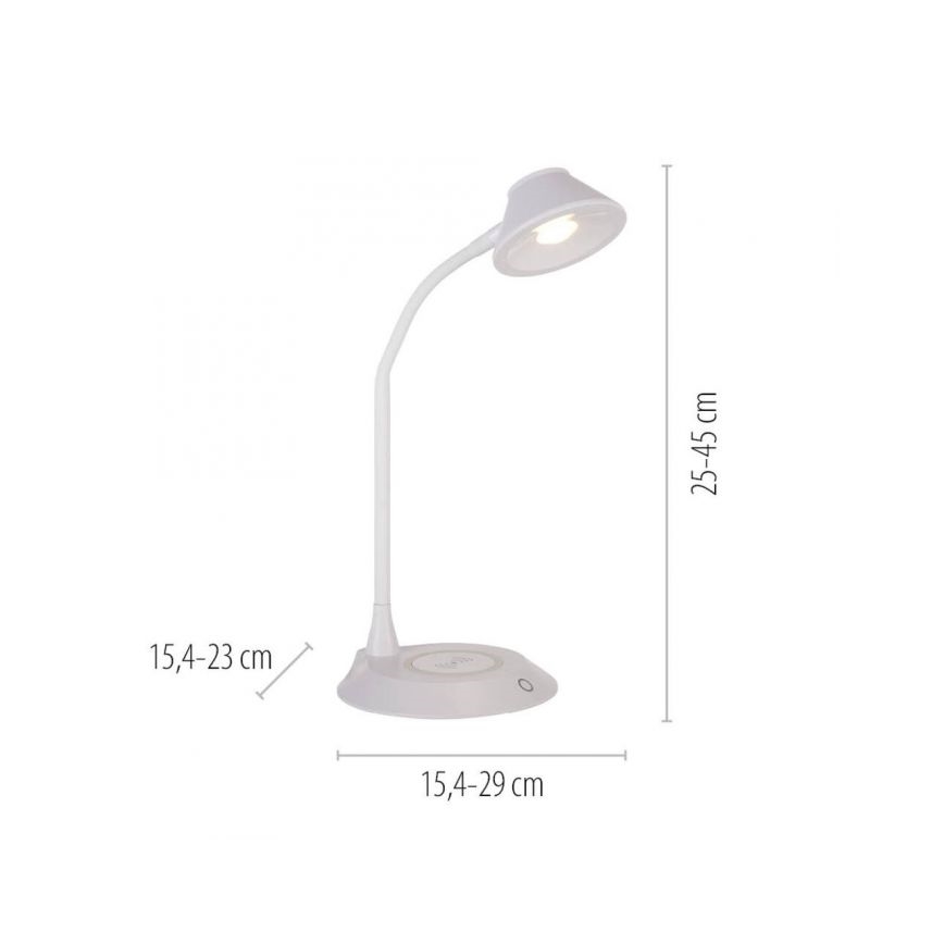 JUST LIGHT. 14414-16 - Lámpara de mesa táctil flexible regulable con carga inalámbrica PUCKI LED/4,5W/230V blanca