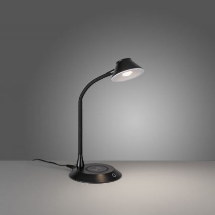 JUST LIGHT. 14414-18 - Lámpara de mesa táctil flexible regulable con carga inalámbrica PUCKI LED/4,5W/230V negra