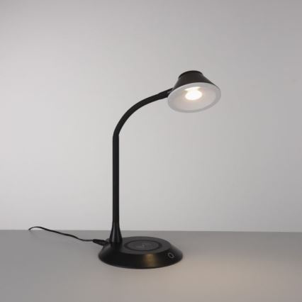JUST LIGHT. 14414-18 - Lámpara de mesa táctil flexible regulable con carga inalámbrica PUCKI LED/4,5W/230V negra
