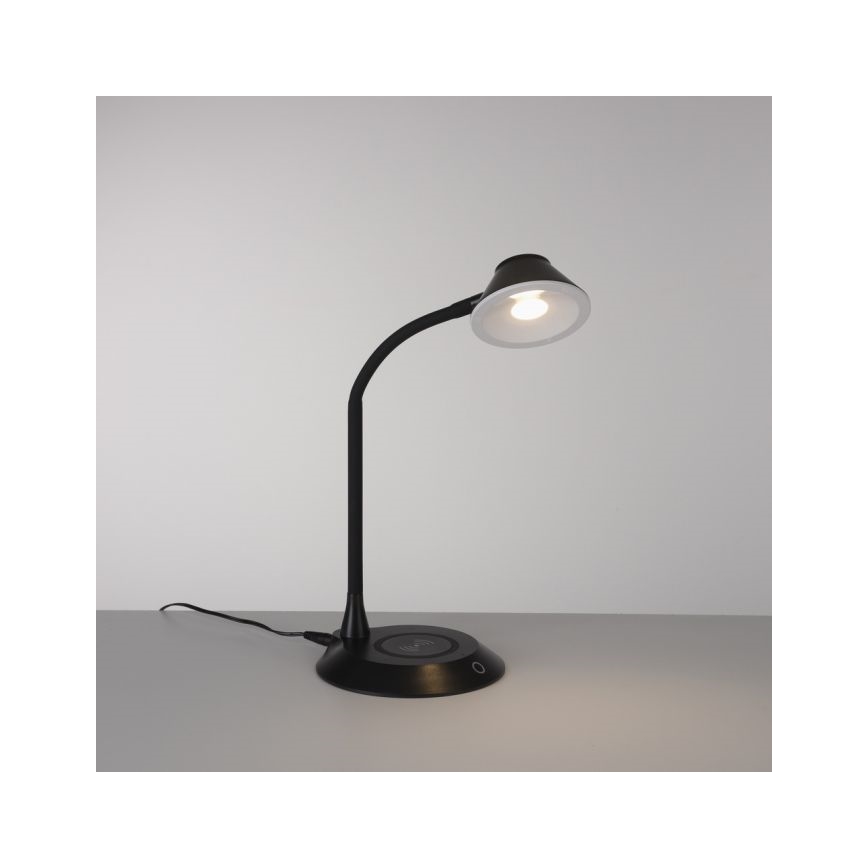 JUST LIGHT. 14414-18 - Lámpara de mesa táctil flexible regulable con carga inalámbrica PUCKI LED/4,5W/230V negra