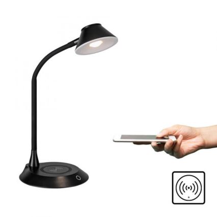 JUST LIGHT. 14414-18 - Lámpara de mesa táctil flexible regulable con carga inalámbrica PUCKI LED/4,5W/230V negra