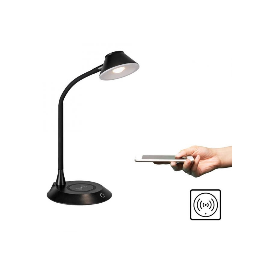 JUST LIGHT. 14414-18 - Lámpara de mesa táctil flexible regulable con carga inalámbrica PUCKI LED/4,5W/230V negra