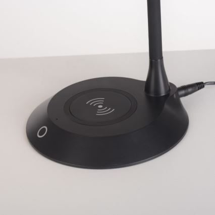 JUST LIGHT. 14414-18 - Lámpara de mesa táctil flexible regulable con carga inalámbrica PUCKI LED/4,5W/230V negra