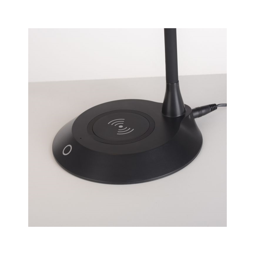 JUST LIGHT. 14414-18 - Lámpara de mesa táctil flexible regulable con carga inalámbrica PUCKI LED/4,5W/230V negra
