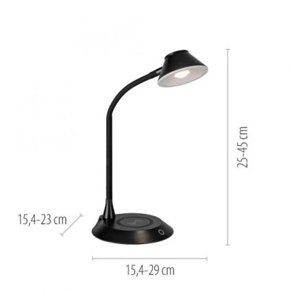 JUST LIGHT. 14414-18 - Lámpara de sobremesa LED regulable, flexible y táctil con carga inalámbrica PUCKI LED/4,5W/230V negra