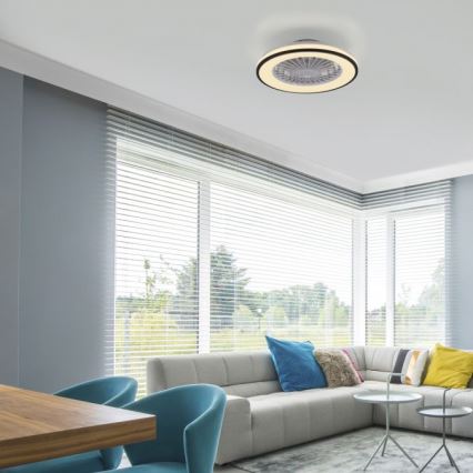 JUST LIGHT. 14447-18 - Ventilador de techo LED RGBW regulable con luz LENO LED/44W/230V 3000-6500K diámetro 48,6 cm blanco + mando a distancia