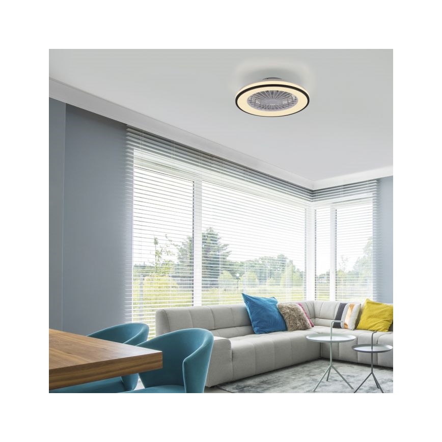 JUST LIGHT. 14447-18 - Ventilador de techo LED RGBW regulable con luz LENO LED/44W/230V 3000-6500K diámetro 48,6 cm blanco + mando a distancia
