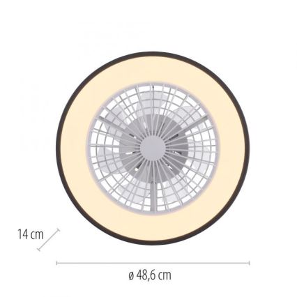 JUST LIGHT. 14447-18 - Ventilador de techo LED RGBW regulable con luz LENO LED/44W/230V 3000-6500K diámetro 48,6 cm blanco + mando a distancia