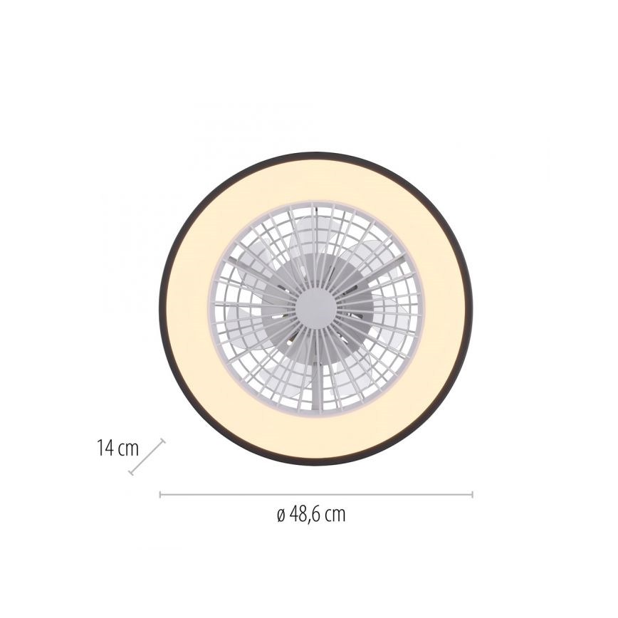 JUST LIGHT. 14447-18 - Ventilador de techo LED RGBW regulable con luz LENO LED/44W/230V 3000-6500K diámetro 48,6 cm blanco + mando a distancia