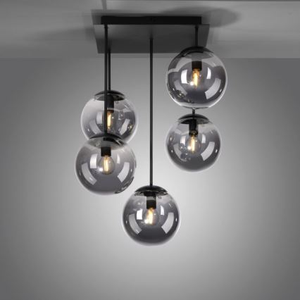 JUST LIGHT. 14602-18 - Lámpara colgante WIDOW 5xE14/25W/230V negro