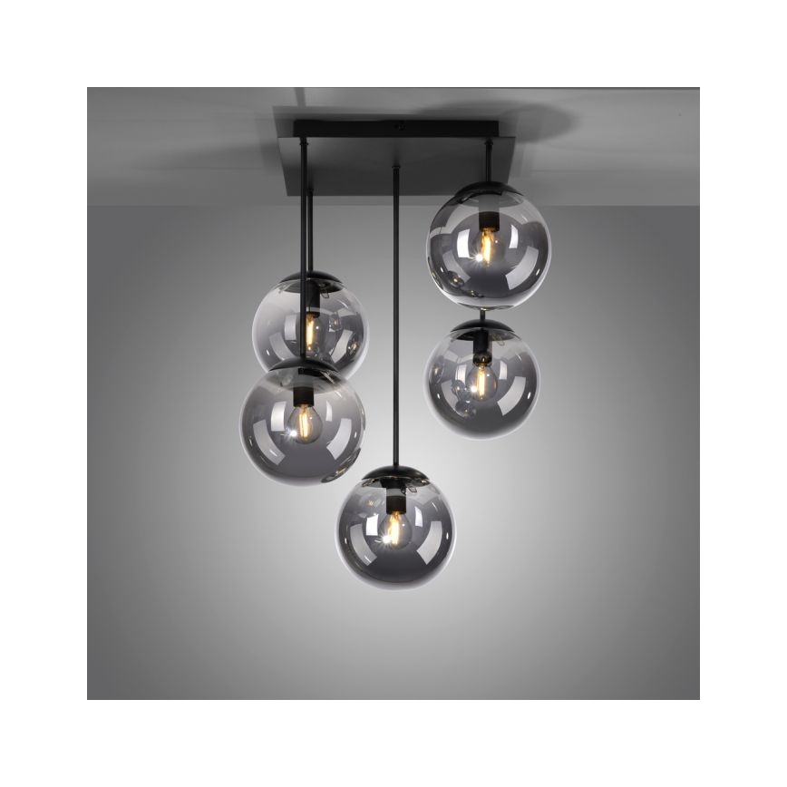 JUST LIGHT. 14602-18 - Lámpara colgante WIDOW 5xE14/25W/230V negro